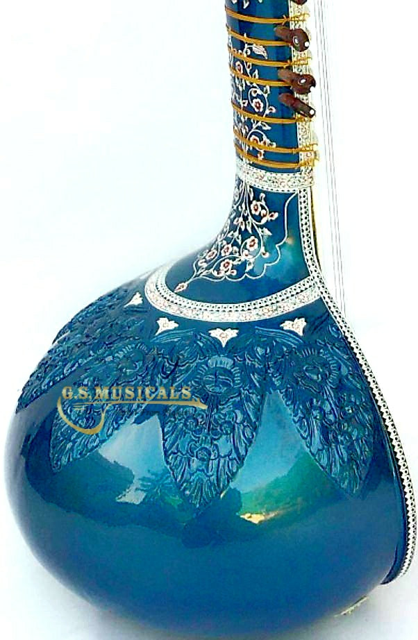 SITAR ROYAL BLUE PROFFESSIONAL WITH FIBERGLASS CASE GSM075