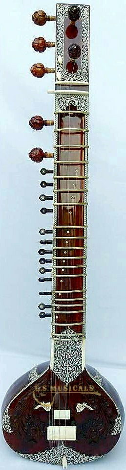 SITAR FLOWER DESIGNE WITH FIBERGLASS CASE SITAR GSM082