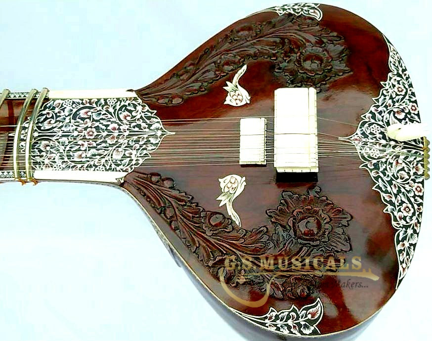 SITAR FLOWER DESIGNE WITH FIBERGLASS CASE SITAR GSM082